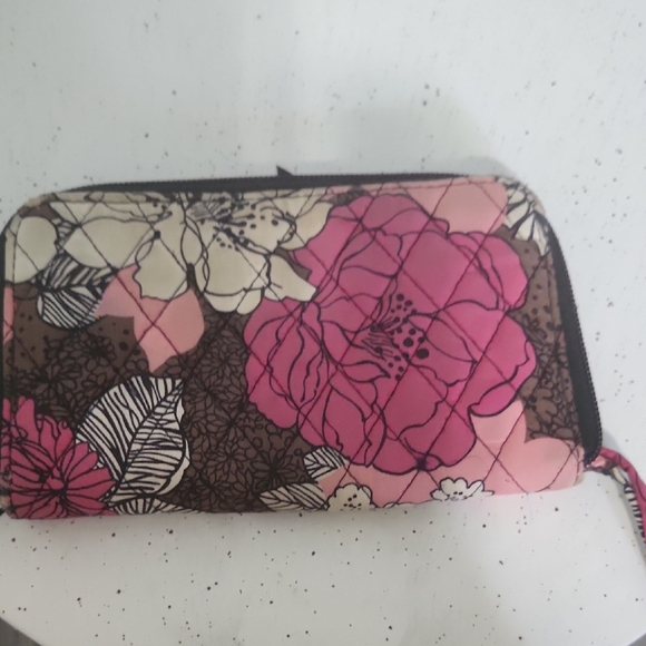 Floral Pink and Brown Women's Wallet - Picture 1 of 2